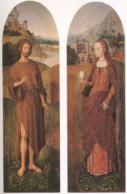 Hans Memling John the Baptist and st mary magdalen wings of a triptych (mk05) oil painting picture